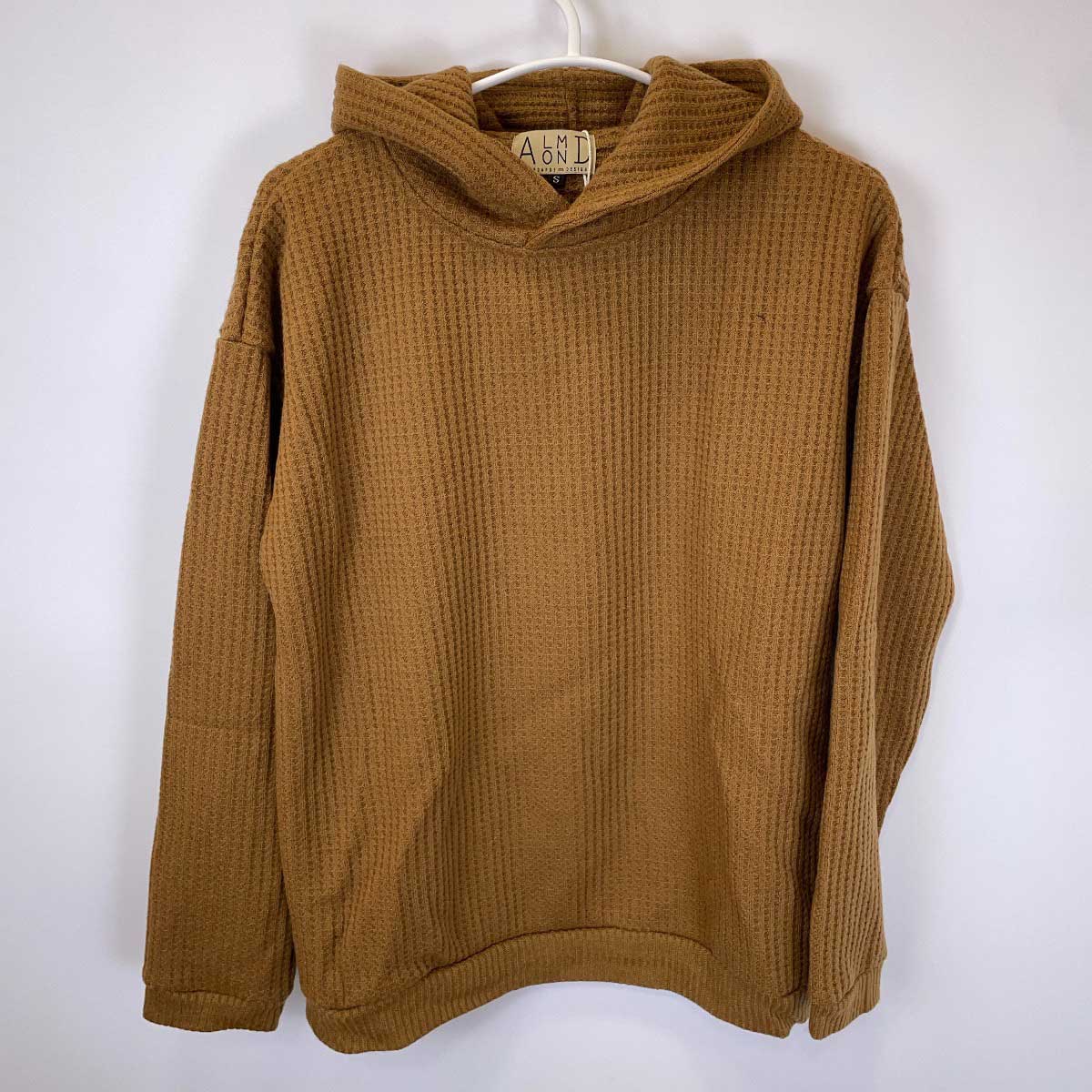 【中古・未使用品】Almond Surfboards & Design アーモンド サーフボード デザイン ワッフル パーカー プルオーバー フーディ S ブラウン IV2008W ユニセックス