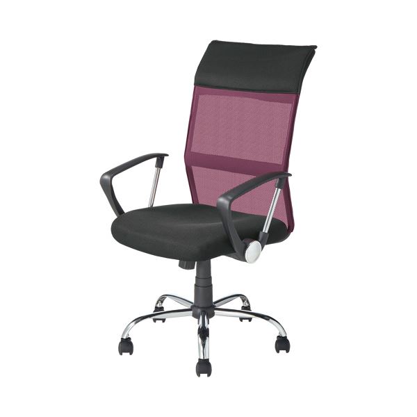 YAMAZEN ハイバック爽快メッシュチェア 肘付 ワインレッド EMG-778H（WRD） 1脚 組立品