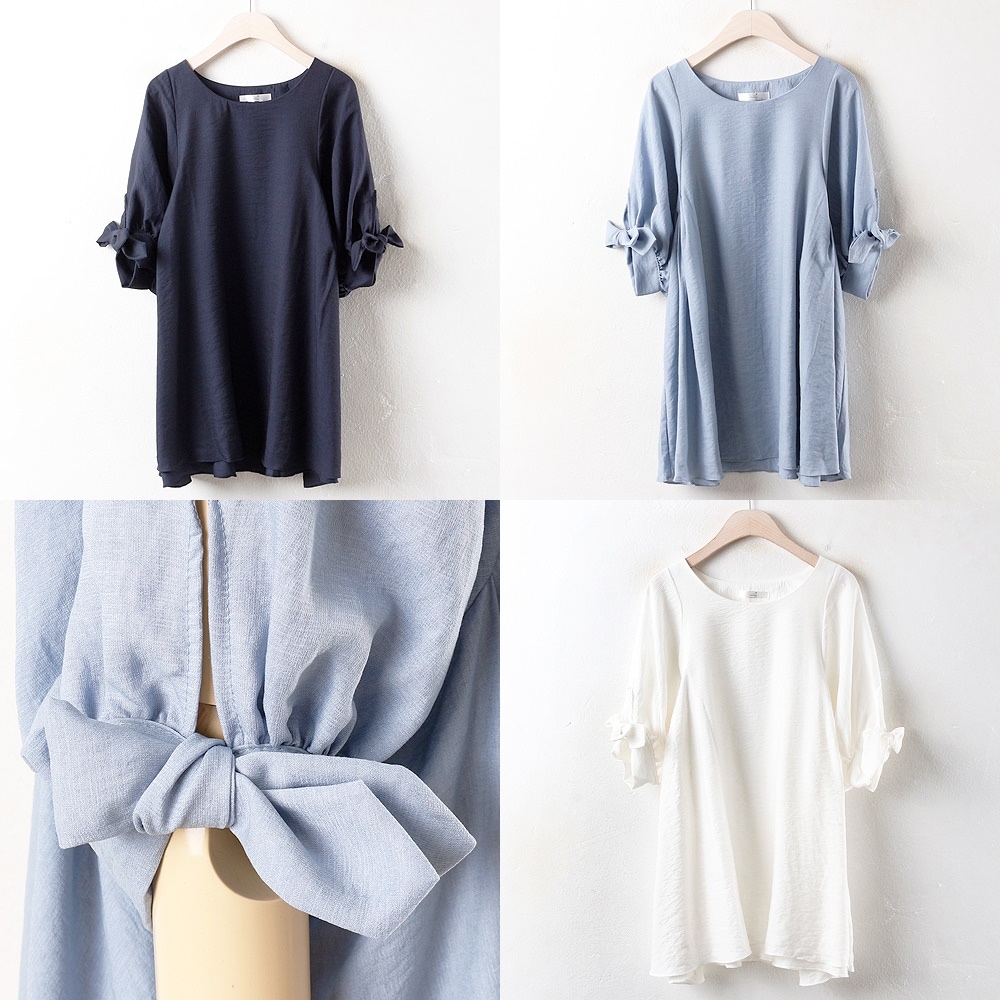 韓国ファッション大きいサイズSBキュートリボンブラウス（2471H807）ビッグ女性服ロングルーズフィット korea fashion bigsize 5,451円