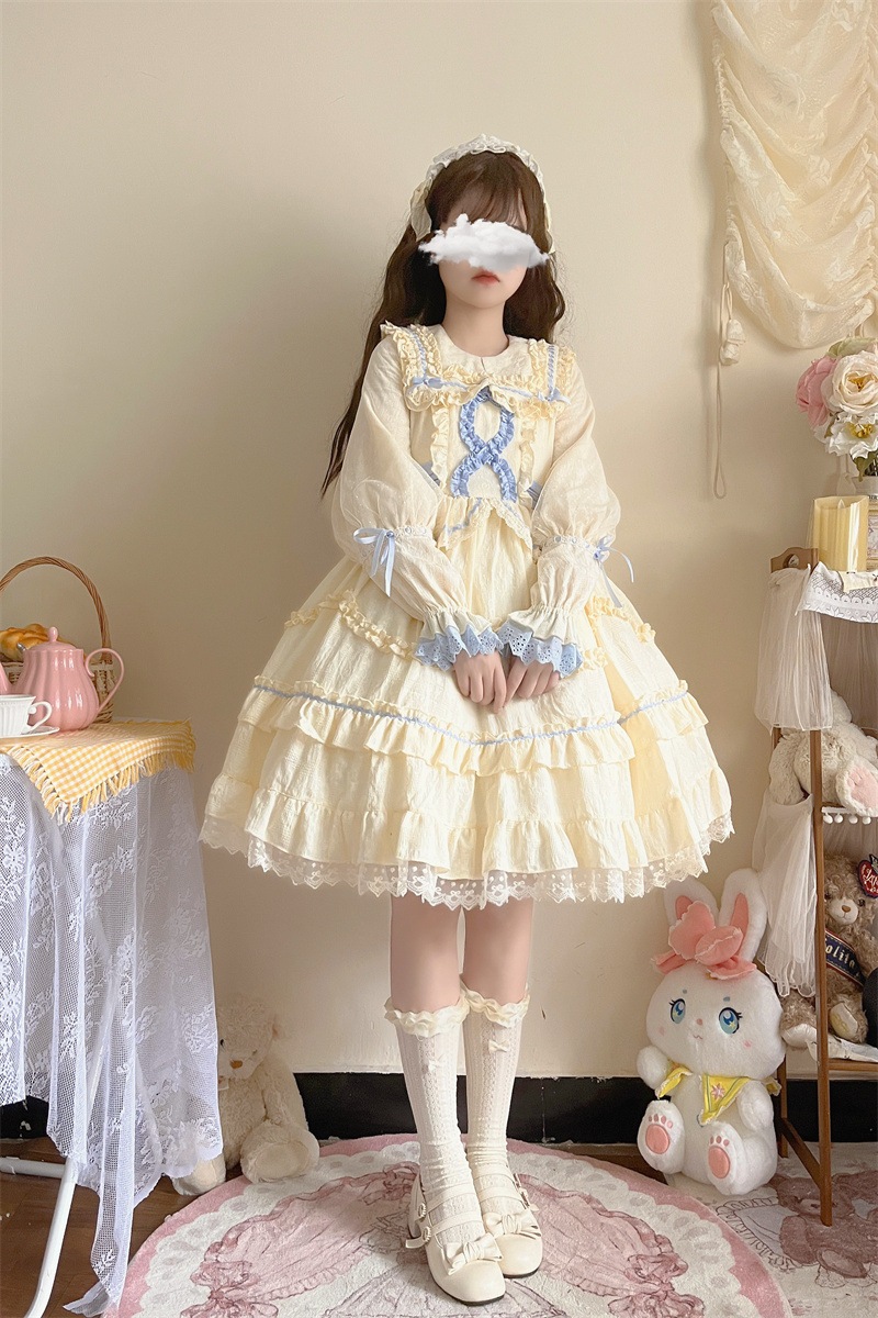 長い優しい女の子のワンピース ロリータワンピース