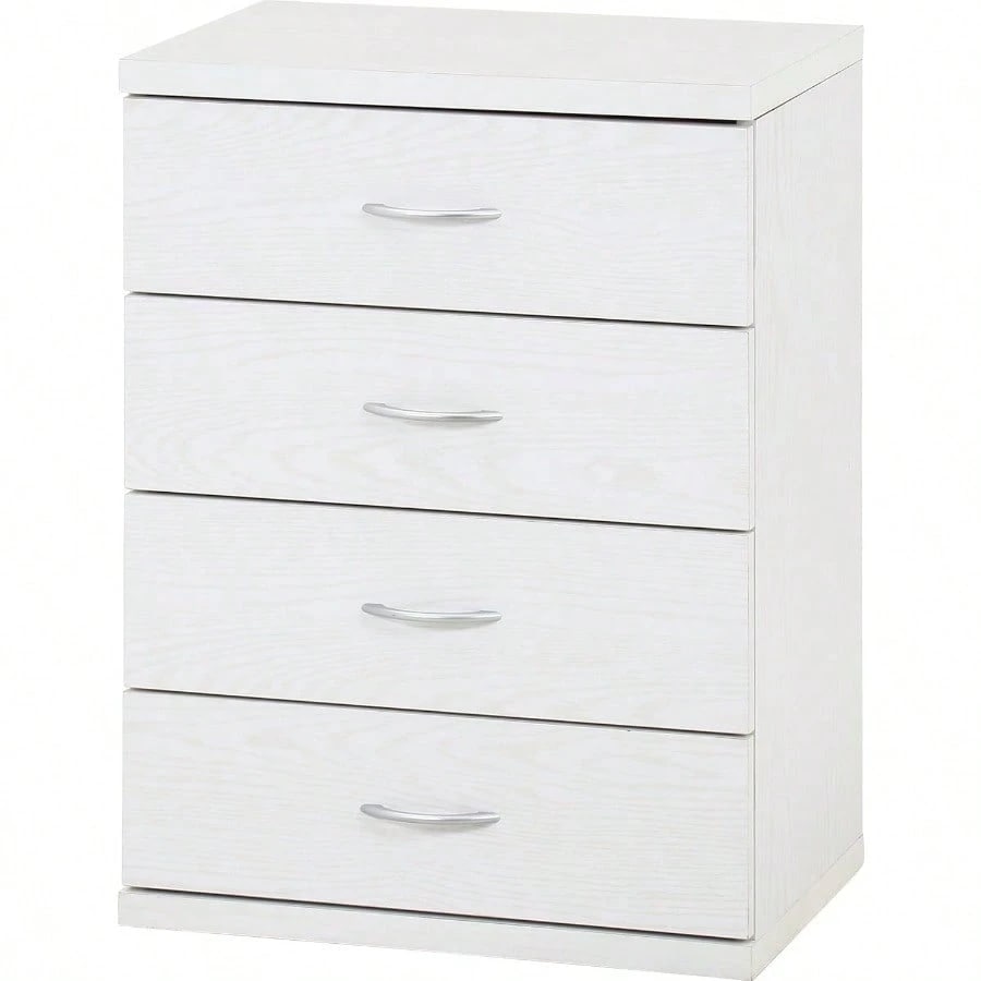 不二貿易 チェスト タンス 4段 ラルゴ 幅60×奥行41.5×高さ80cm オークホワイト 木目調 引出し 組立商品 73411