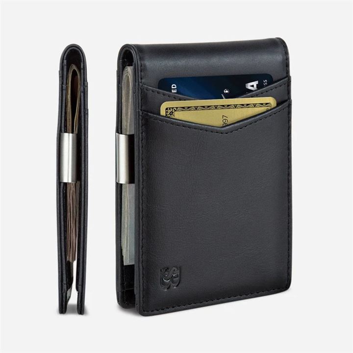 マネークリップ財布 メンズ財布 スリム フロントポケット RFIDブロック カードホルダー ミニマリスト ミニ二つ折り Slim( チャコールブラック, Slim)