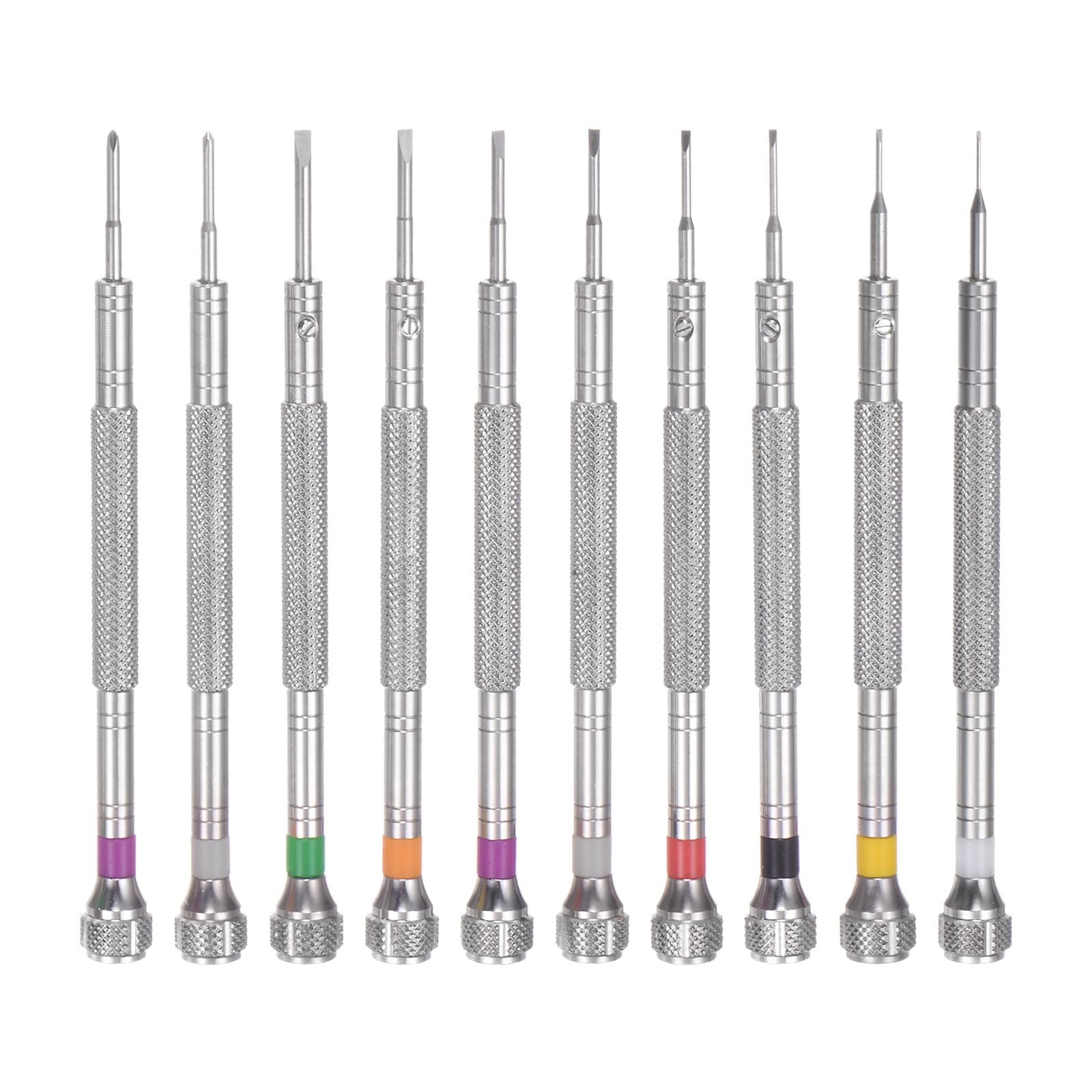 uxcell 精密時計用ドライバーセット10本組 SL0.6-SL2 PH1.4 PH1.6 マイクロプラス/マイナスドライバー 回転キャップ付き メガネ・時計・電子機器・パソコン用