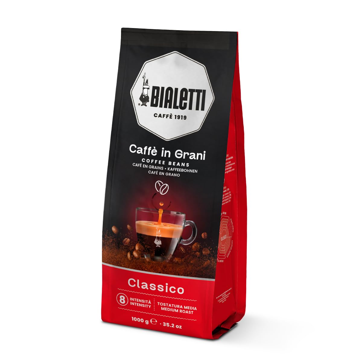 Bialetti (ビアレッティ) カフェグラーニ クラシコ (豆 / 1kg / アラビカ豆50% ロブスタ豆50%) イタリアン コーヒー エスプレッソ ドリップ フレンチプレス コーヒー豆
