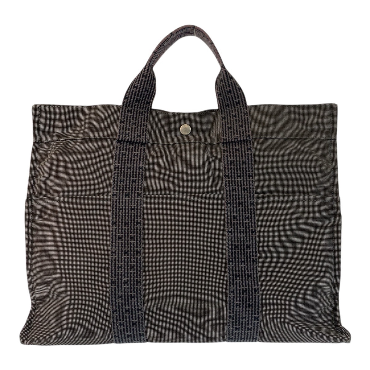 美品 エールラインMM グレー シルバー金具 ポリアミド/ポリエステル トートバッグ ハンドバッグ レディース 601448