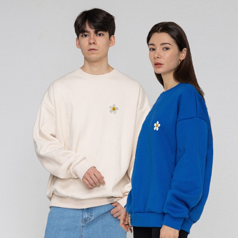 [UNISEX] Flower dot embroidery sweatshirt_2color
