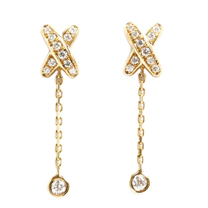 Chaumet ショーメ K18PG ピンクゴールド ミニ リアン ピアス 082226 ダイヤモンド 2.3g レディース 中古 美品