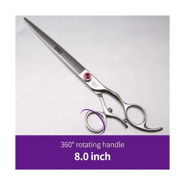Fenice Japan 440C 7.5インチ8インチペット犬の毛切断グルーミングはさみ360度回転ハンドル 8 inch