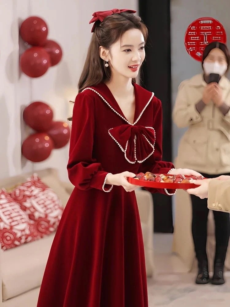 ウェア 2025 ブライダル結婚式婚約着用可能ハイエンドホームカミングドレスレディースロングドレス