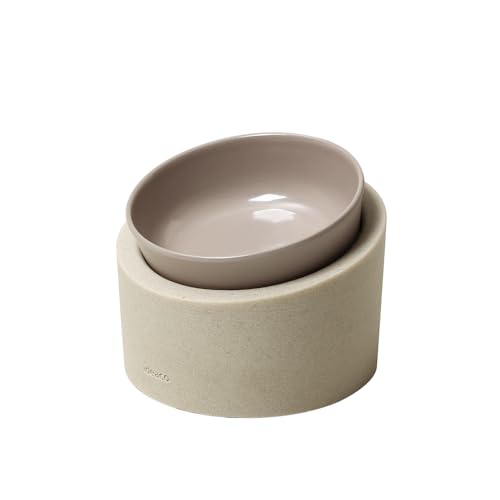 ideaco (イデアコ) ペットボウル 餌 入れ スタンド 傾斜 付き 犬 猫 食器 140ml Pet Feeder Food / Low stone sand white ( ペットフィーダー