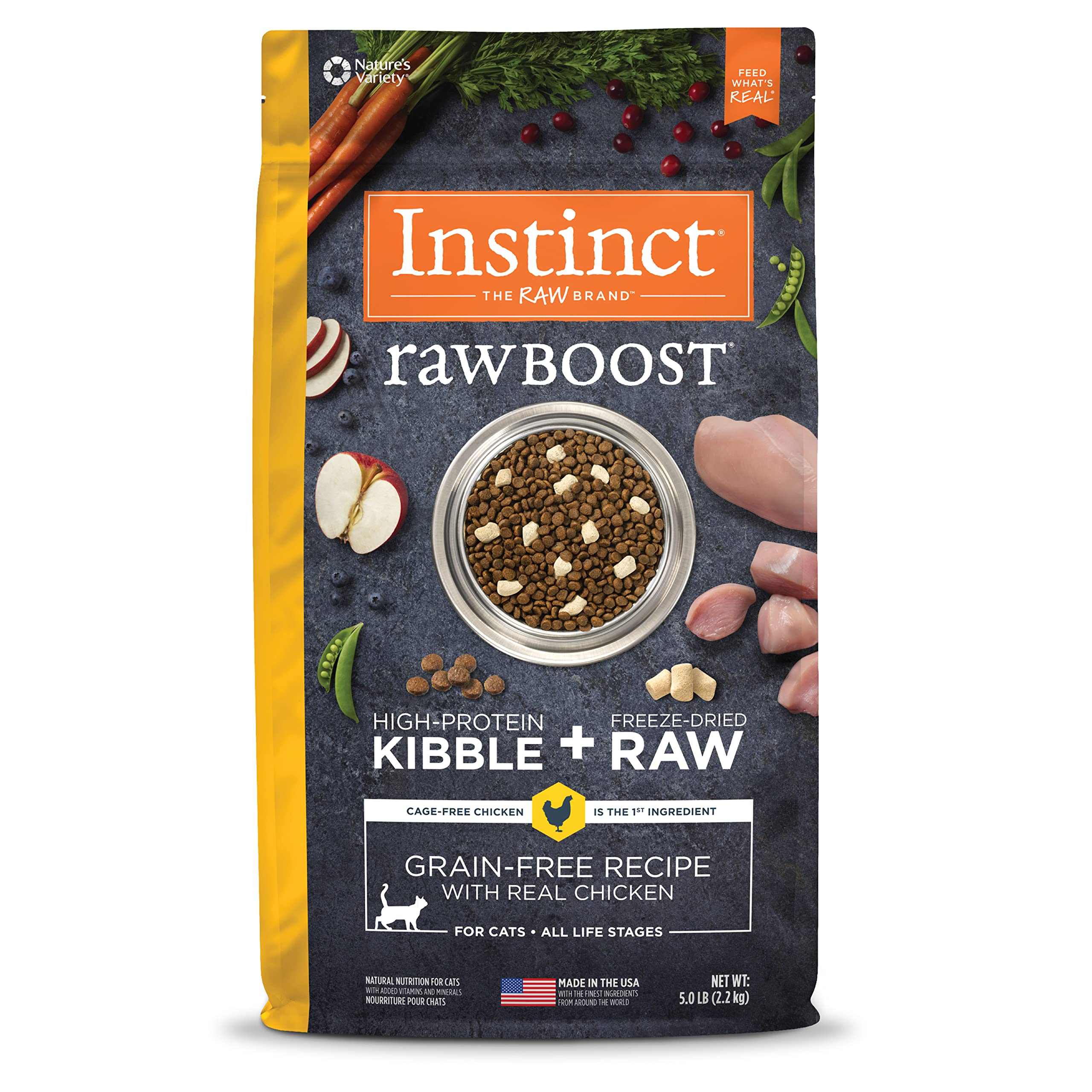 Instinct 猫用グレインフリー生肉キャットフード フリーズドライ リアルチキン rawBOOST 2.2kg