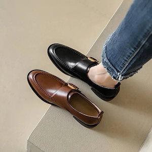 新色追加大人気快適 パンプス ベルトバックルローファー 英倫風小革靴太ヒール靴