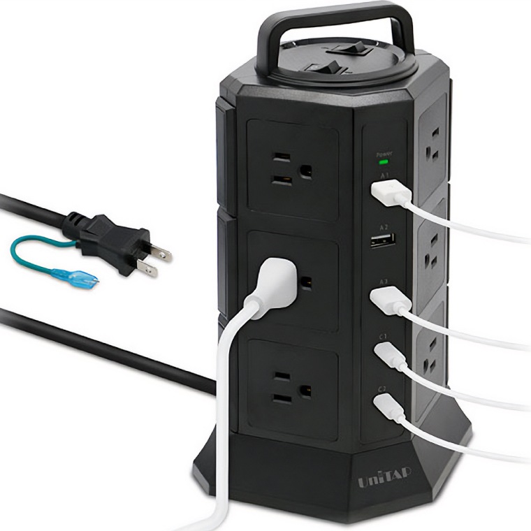 【アウトレット】 PPS-PD65TW プリンストン UniTAP タワー型 OAタップ コンセント 12個 USB-C 2個 USB 3個 1500W Power Delivery 3.0 タイプC