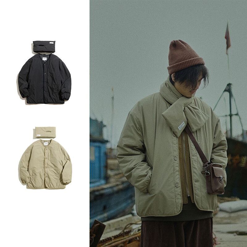 防寒 カップル スカーフ+綿服 アウター カップル 日系 秋冬 中綿コート レトロ 無地 ゆったり カジュアル 百掛け