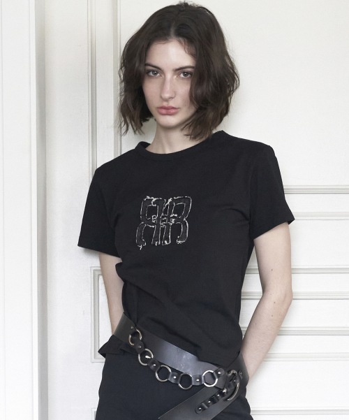 ROCKCAKE スクエアロゴデニムトップ-ブラック