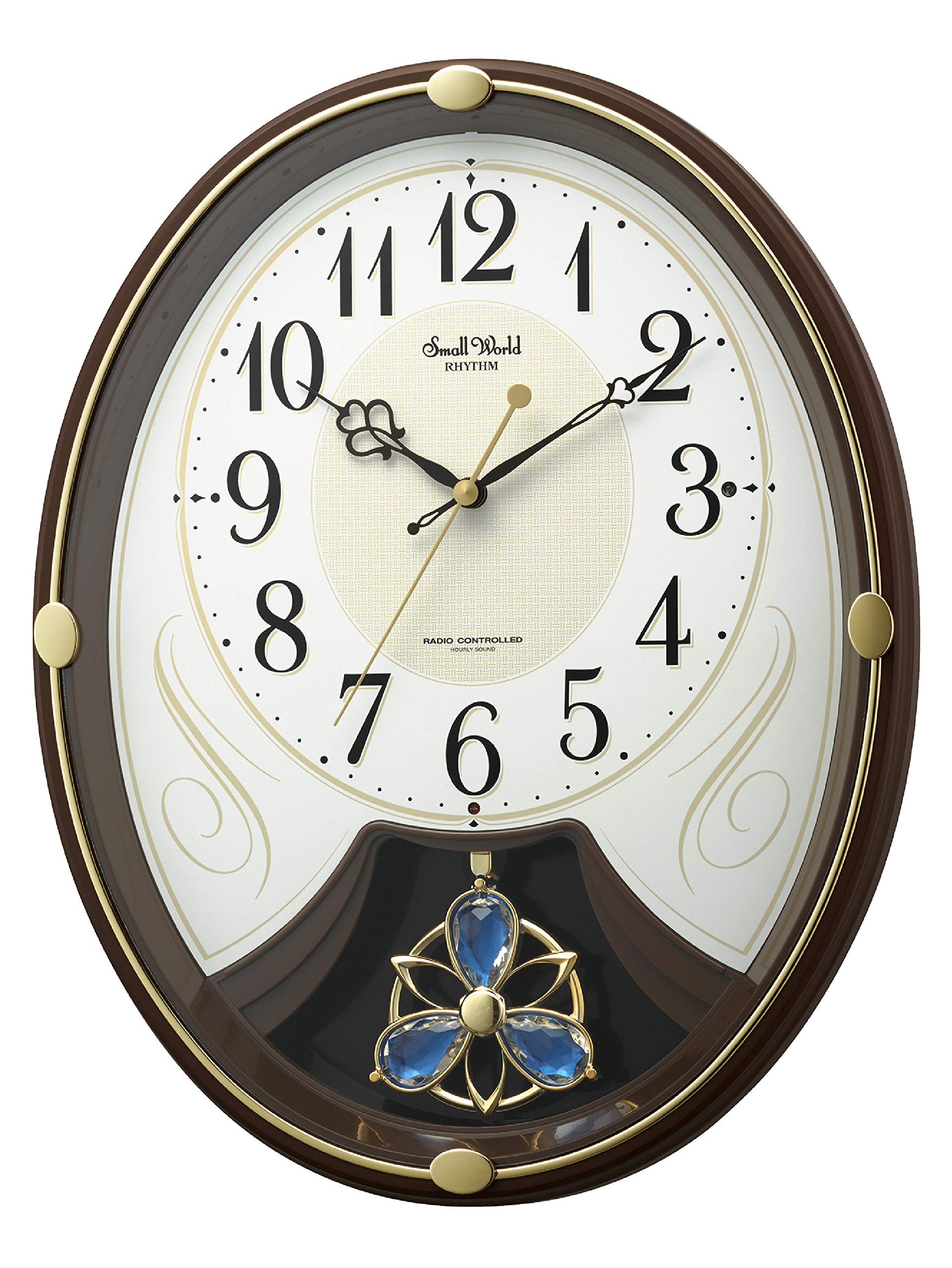 リズム(RHYTHM) 掛け時計 電波時計 6曲 メロディ 36.5x28.5x7.2cm 茶色 4MN554RH06