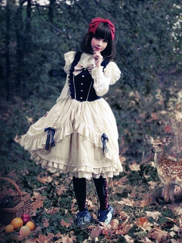 【短納期】クラシックロリータJSKドレスおとぎ話インファンタボウポリエステルディープブルーロリータジャンパースカート