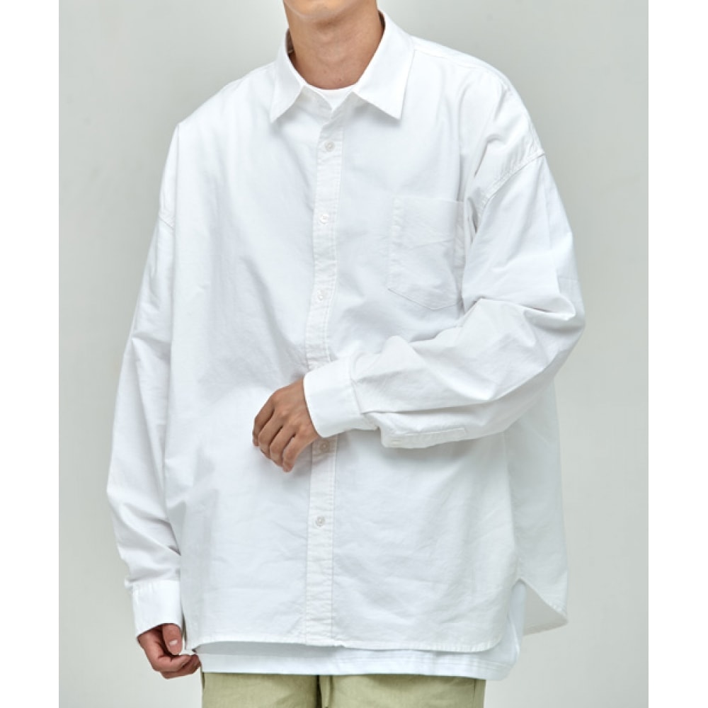 TAKEASYソリッドオックスフォードオーバーシャツ（ホワイト）シャツ・ブラウス
