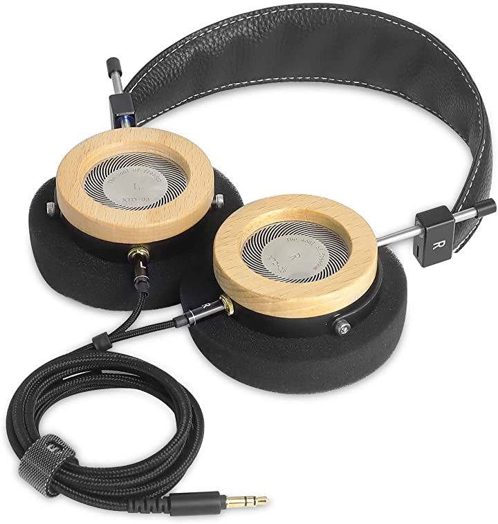 WTD-3 ヘッドホン 有線 開放型 ヘッドフォン オンイヤーヘッドフォン 木製 ハイレゾ 高精度ナイロン編みケーブル 1.5m