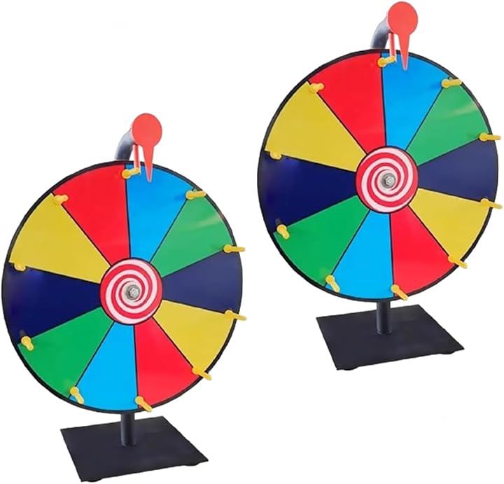 ルーレット 卓上 床置き パーティー イベント 抽選機 展示会 結婚式 カジノ(カラフル, 直径30cm（10面）2個セット)