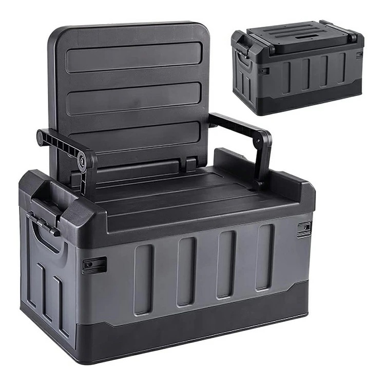 【即納473】収納ボックス 座椅子 コンテナチェア 1台2役 大容量 60L 椅子にもなるボックス ふた付き キャンプ 収納ケース コンテナボックス 折り畳み 積み重ね 組立簡単 多機能 車載収納 屋