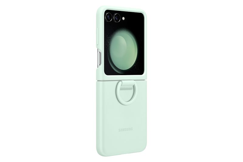 【新品】純正 Galaxy Z Flip5 Silicone Case with Ring - オーシャングリーン