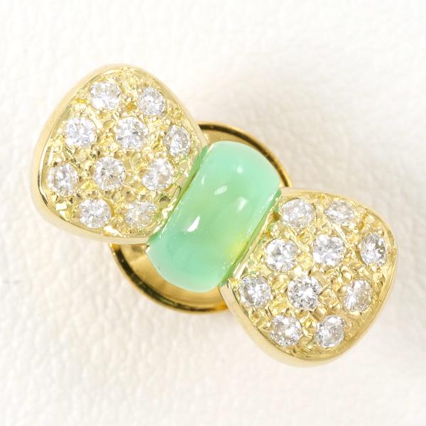 K18 18金 YG 合金 ピンブローチ クリソプレーズ ダイヤ ジュエリー 中古 27,266円