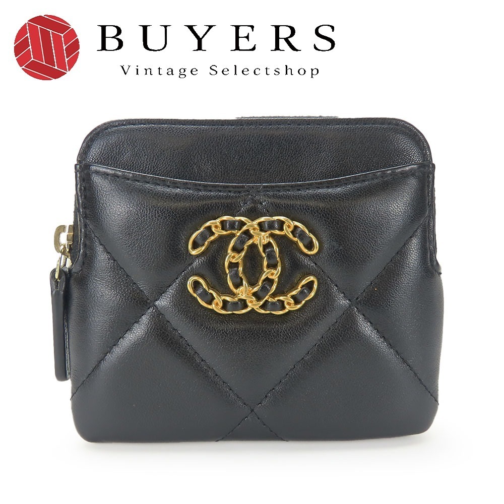 中古 コインケース AP2086 マトラッセ ラムスキン ブラック ゴールド金具 31番台 ココマーク コンパクトウォレット レディース 女性