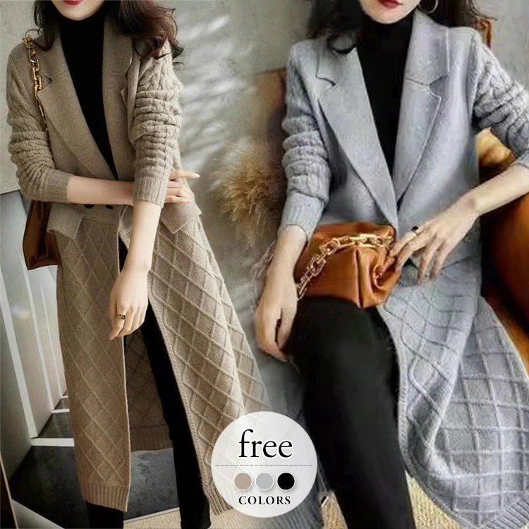 ロングカーディガン コーディガン アウター コート レディース 秋冬 冬 厚手 セーター ニット トップス 羽織り 暖かい 30代 40代 50代 上品 大人 美人 大