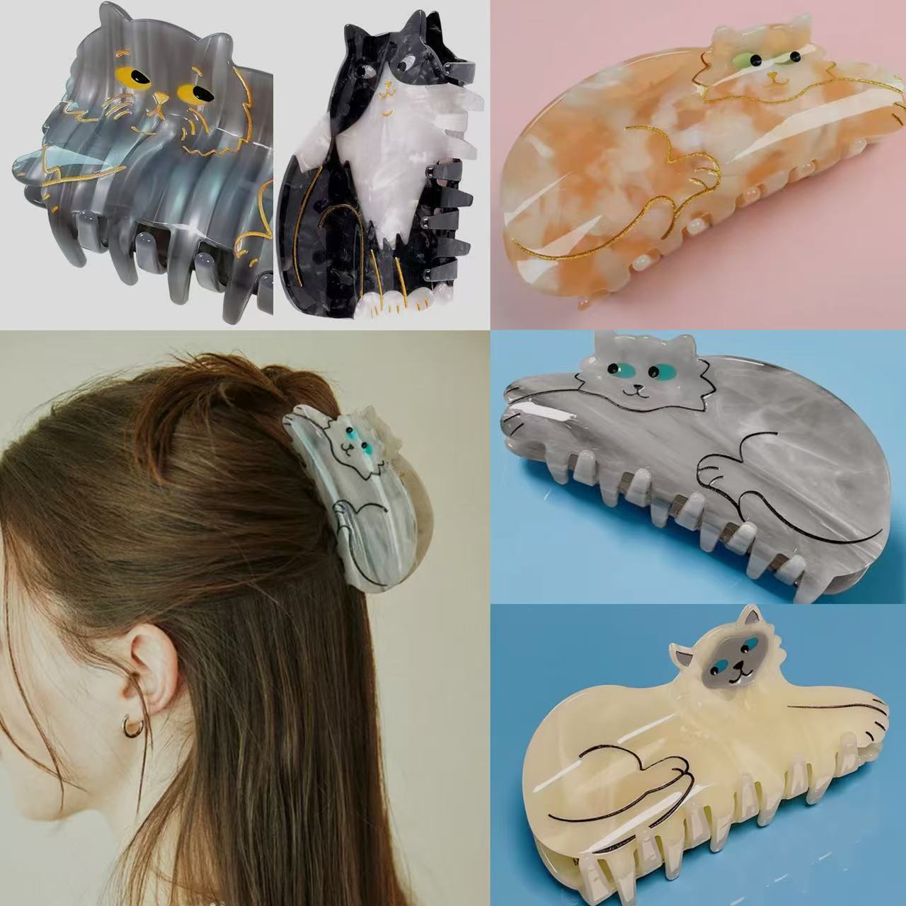 猫 ヘアクリップ