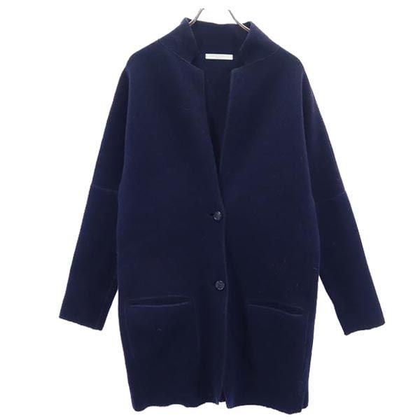 イタリア製 ニット ロング ジャケット 2 紺 メンズ