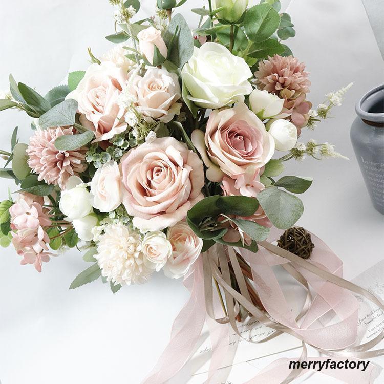 【新作セール】~ ウエディングブーケ 花束 花飾り 結婚式 バラ造花 ウェディング用 アレンジメント 花嫁 披露宴 手作り キット ブライダルブーケ 9,783円