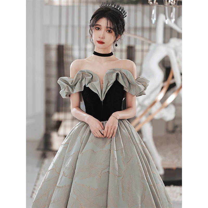 2023年ワンショルダードレスレディースロングエレガント気質宴会レッドカーペット大人ドレス 母の日