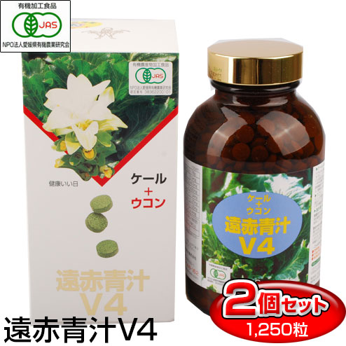 遠赤青汁 V4 1250粒 ビン 2箱セット おつきあいや外食のお伴に 1040-2 有機ケール＋有機ウコン 美容と健康におすすめ 17,237円