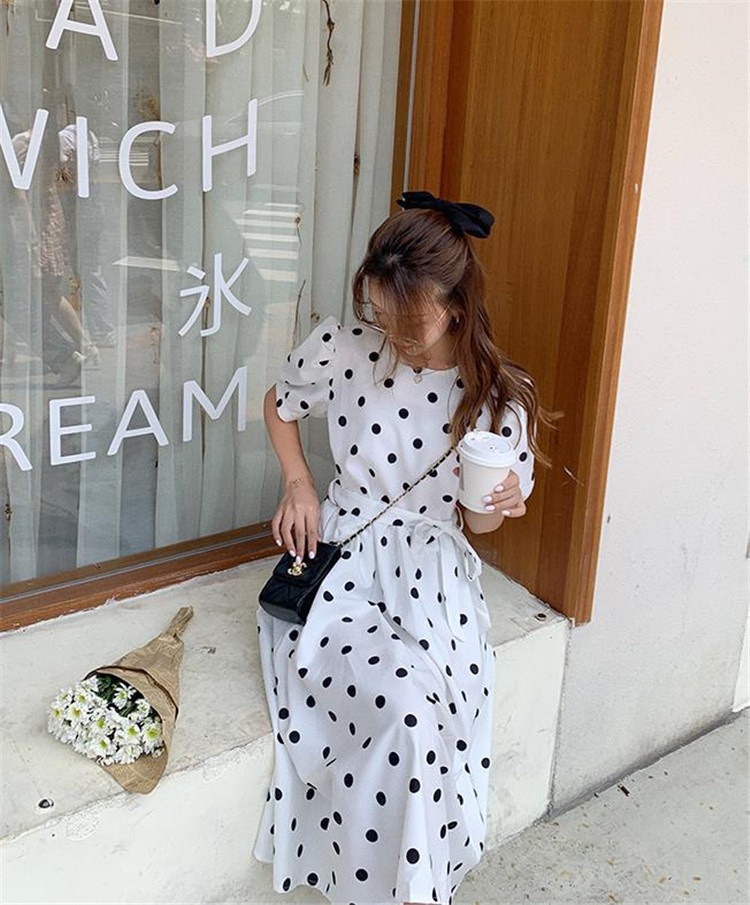 コーデに旬を取り入れる早い者勝ち 夏 新作 フランス レトロ Sweet系 ドット シフォン ワンピース エレガント 夏 ファットシスター スリム ロングスカート バンディング 気質 おしゃれな Blog Casaescola Com Br