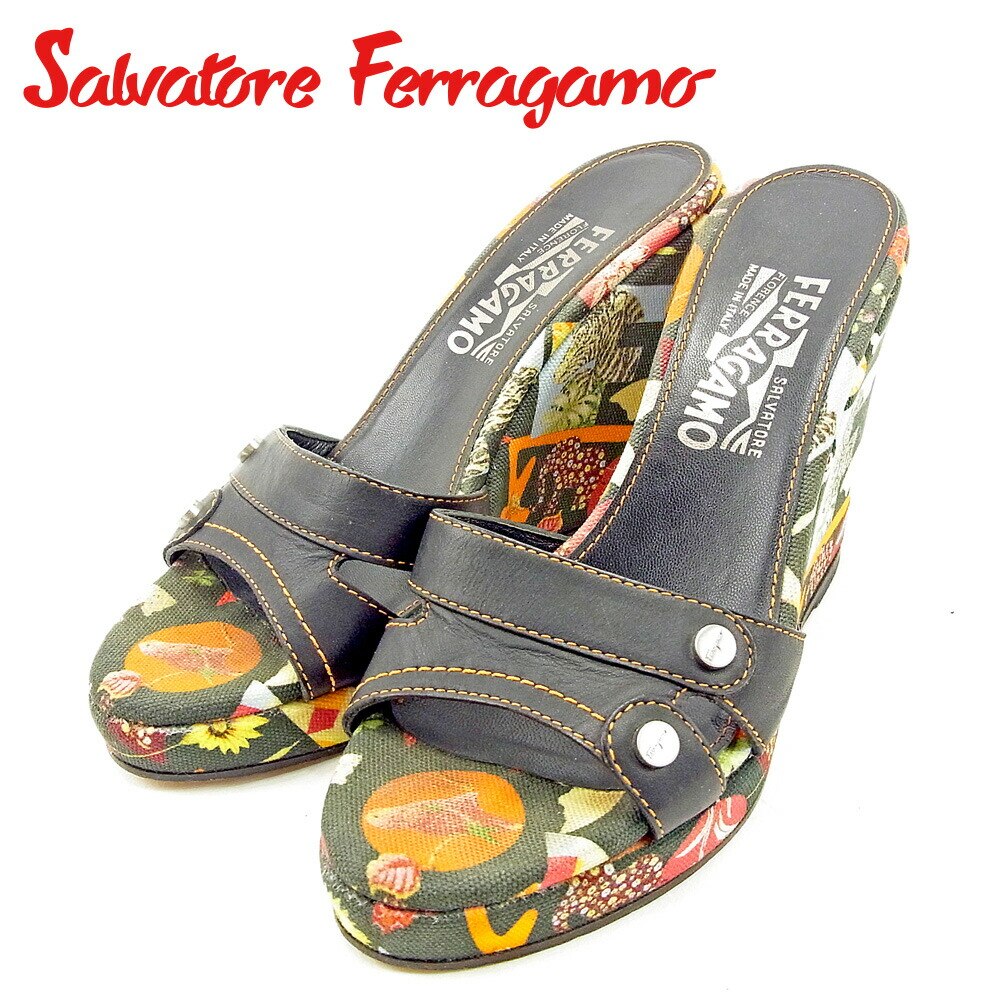 Ferragamoサンダル ウェッジソール ブラック 中古