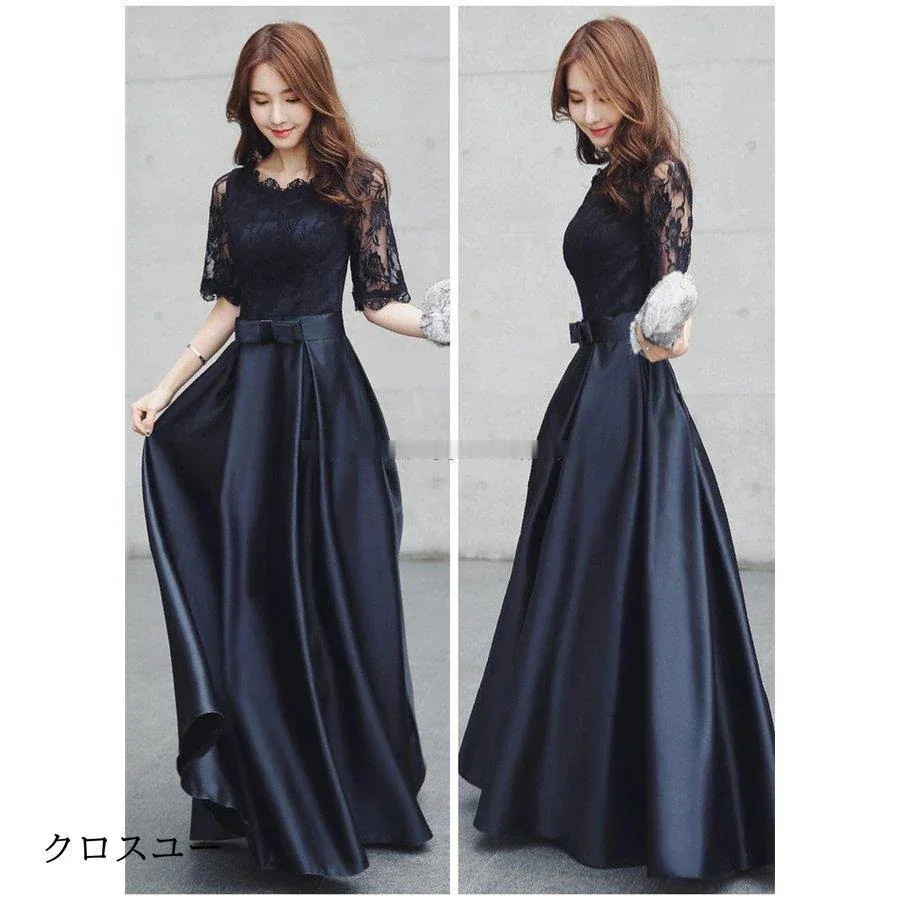 パーティードレス20304050結婚式ワンピース大きいサイズ袖ありフォーマルロングワンピース膝丈お呼ばれドレス服服女性二次会親族 5,338円