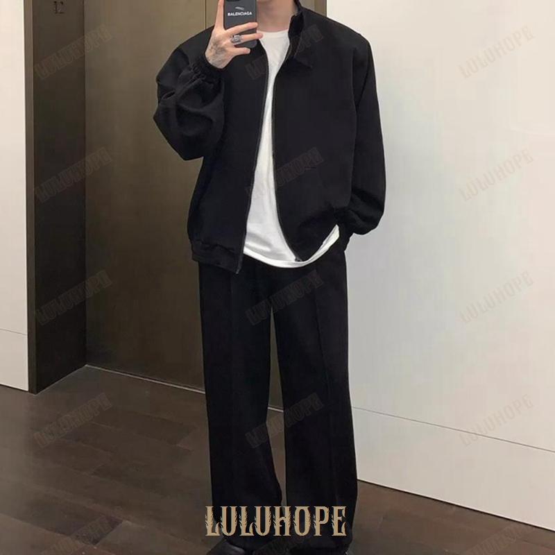 セットアップ メンズ 上下セット ライトアウター ジャージ 大きいサイズ 長袖 ビッグシルエット 韓国 ファッション ゆったり
