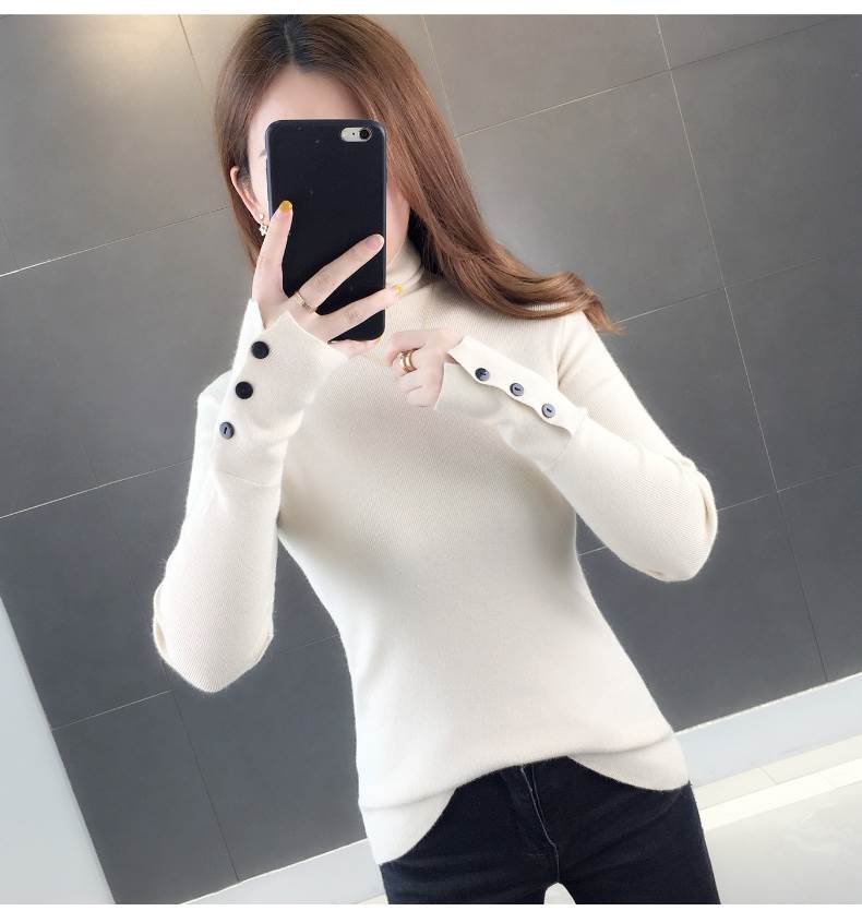 袖ボタン シンプル タートルネック ニット トップス セーター 袖あり 長袖 萌袖 リブニット 編み込み かわいい 大人可愛い きれいめ カジュアル 大人 上品 おしゃれ 大人女子 こなれ感 ラブリー