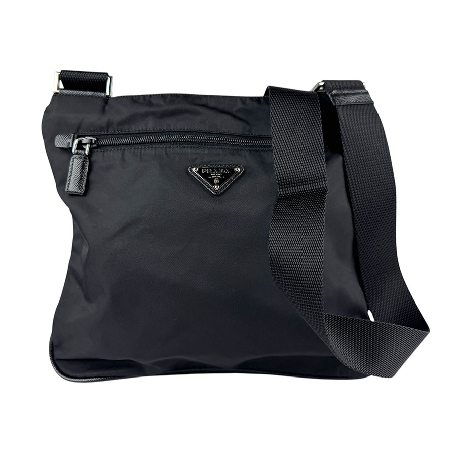 プラダ PRADA 斜め掛けショルダーバッグ ナイロン ブラック シルバー ユニセックス z6480
