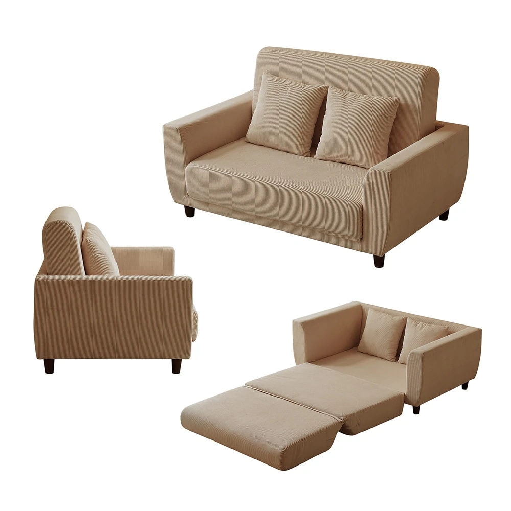 【国内即日発送】ソファーベッド 2人掛け ソファベッド 3way 折りたたみ コンパクト 抱き枕付き 圧力分散 線模様 取付可能な脚