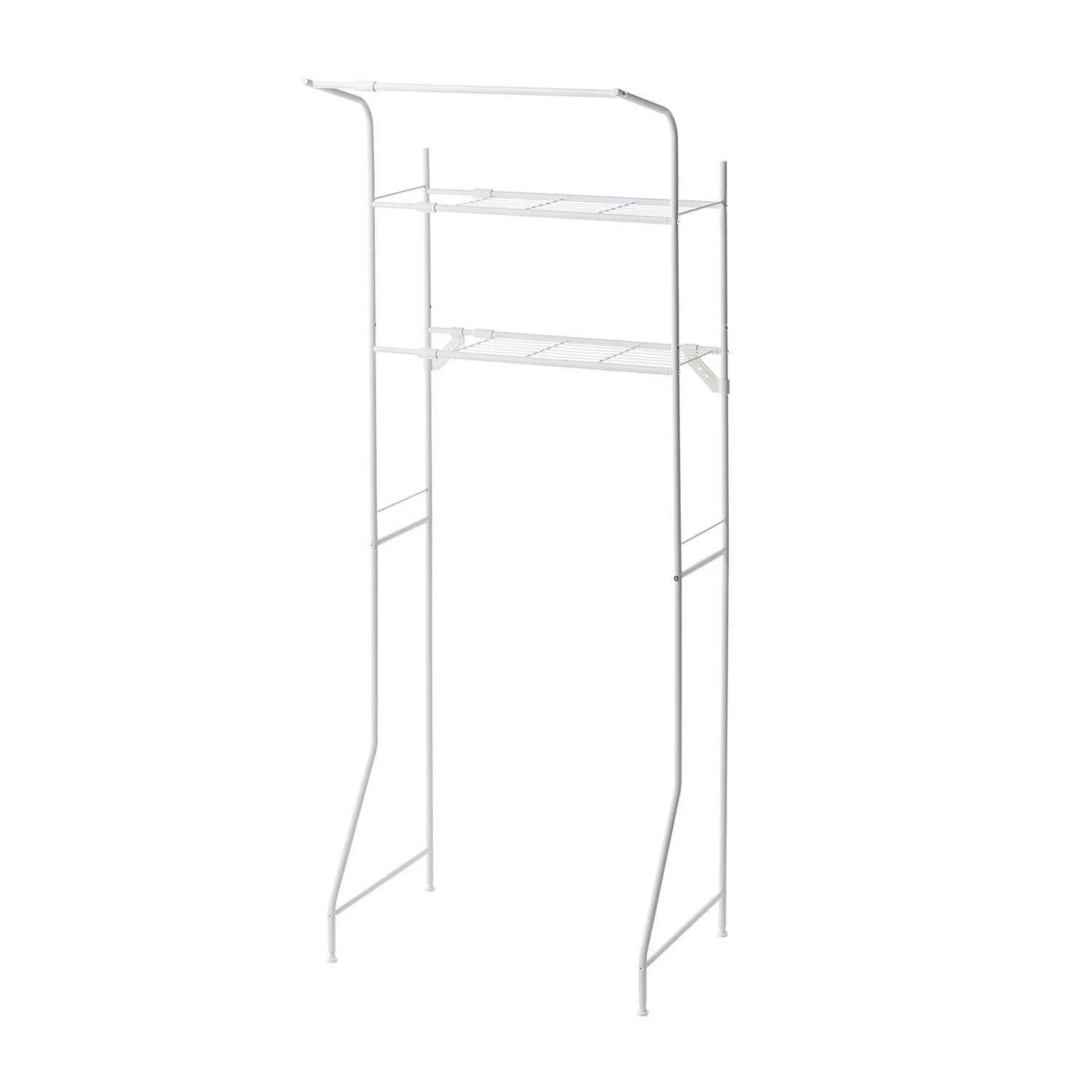 即日発送 平安伸銅工業 HEIAN SHINDO スリムランドリーラック 棚2段 ハンガーバー付き マットホワイト 幅61-82×奥行53×高181cm HSR-2WH
