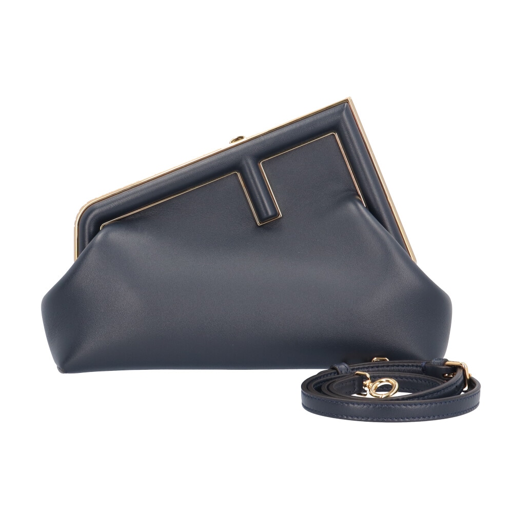 フェンディ ファーストスモール ショルダーバッグ レザー 8BP129 ABVE ネイビー FENDI 中古