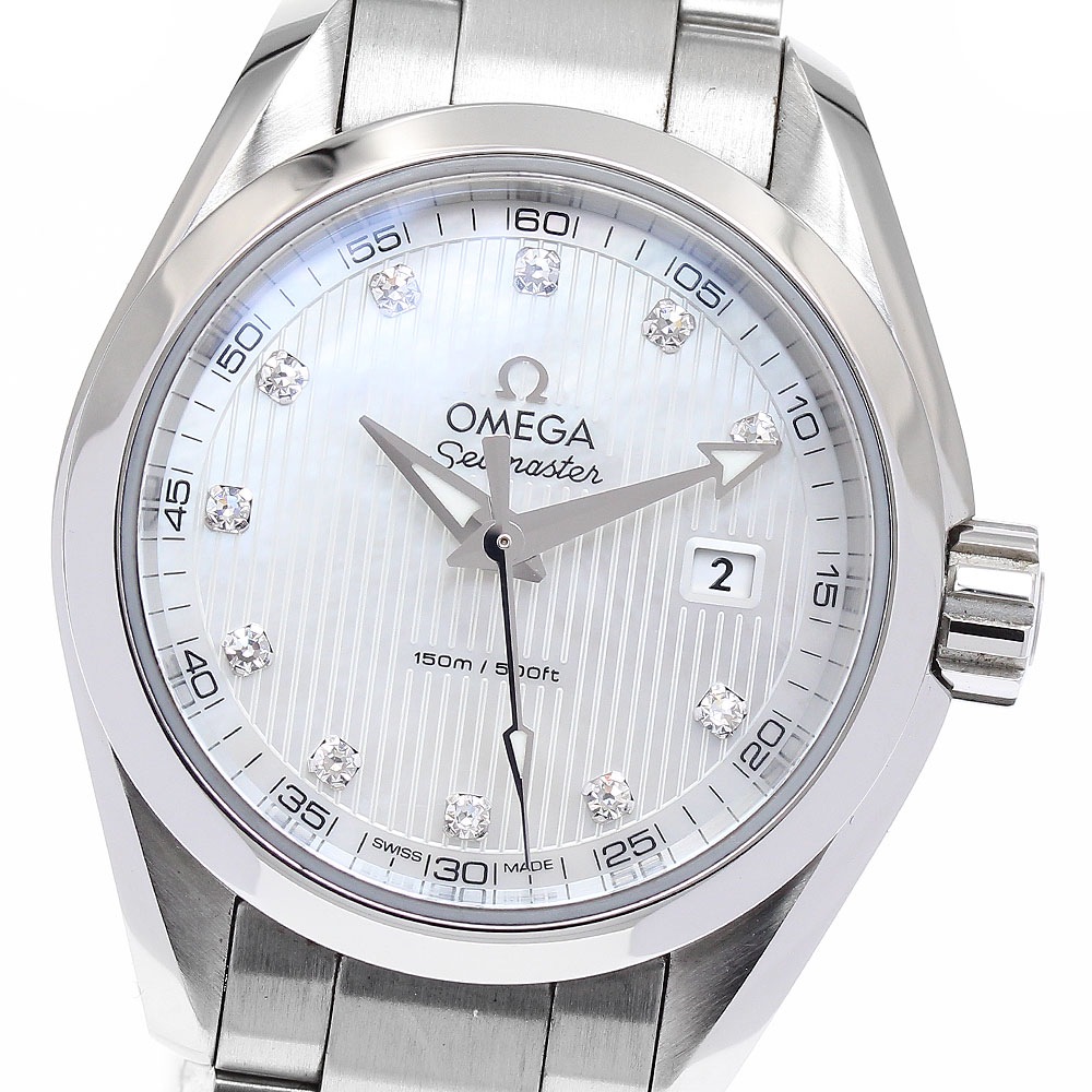 オメガ OMEGA 231.10.30.60.55.001 シーマスター アクアテラ 11Pダイヤ デイト クォーツ レディース 良品 保証書付き_883941【中古】