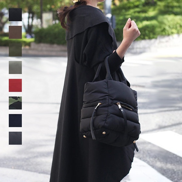 ふんわり中綿 ナイロントートバッグ ショルダーバッグ モコモコ かばん ダウントート 2way