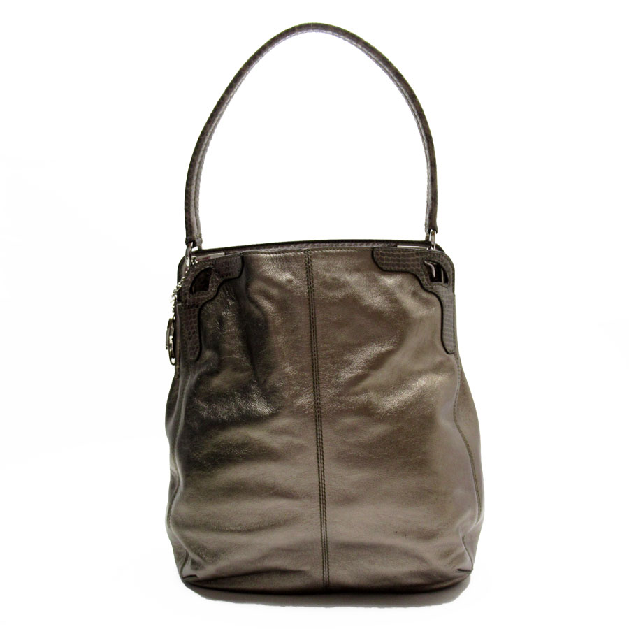 ショルダーバッグ レザー/パイソン メタリックカーキ レディース g3916a