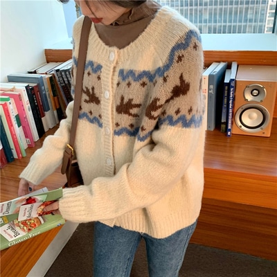 ニットカーディガン トップス カーディガン 袖あり 長袖 ラウンドネック 前開き かわいい 大人可愛い きれいめ シンプル カジュアル 大人 上品 おしゃれ お洒落 レトロ 大人可愛い 大人女子