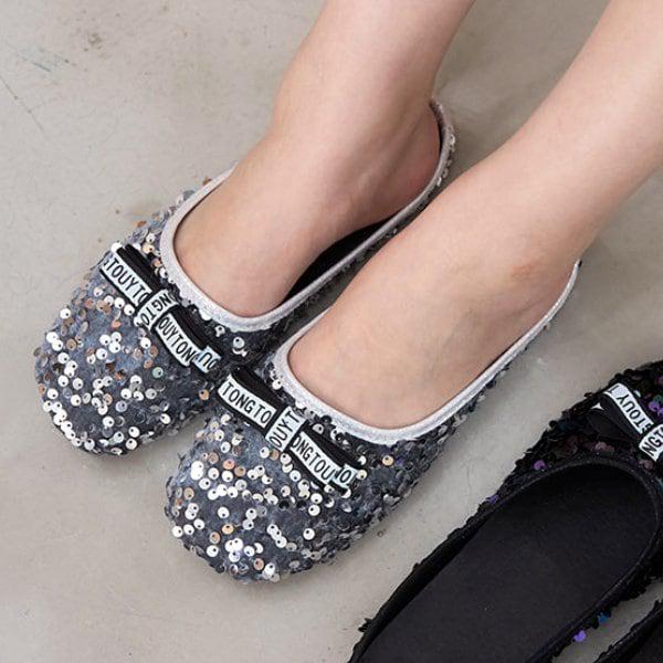 きらめくスパンコールの女性用フラットシューズローファースリッパ 2cm smj115_P365245840