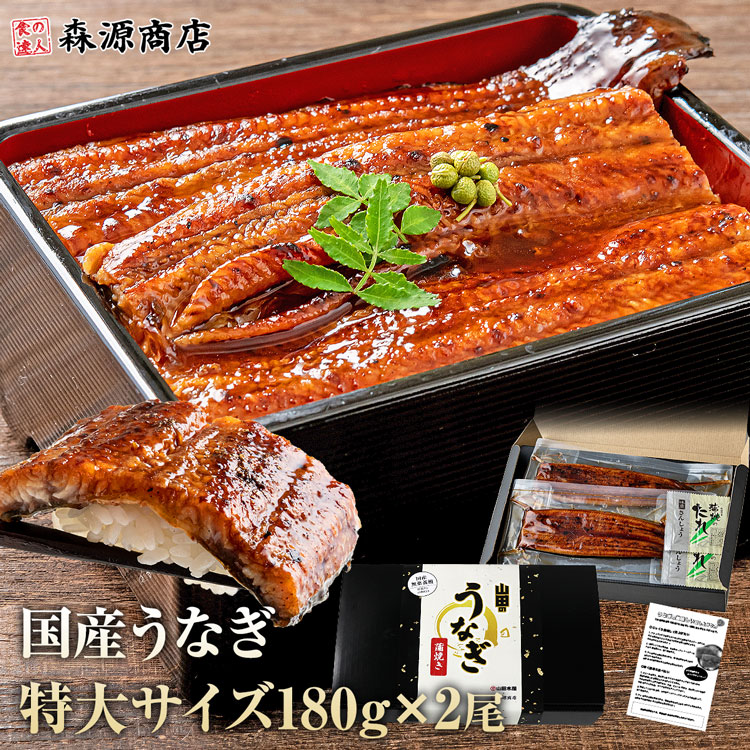 うなぎ 国産 無投薬 2尾 約180gx2本 鰻 ギフトBOX入 鹿児島県産 鰻 うなぎ ウナギ 蒲焼 かば焼き 山田水産 冷凍便 お取り寄せグルメ 指定日不可