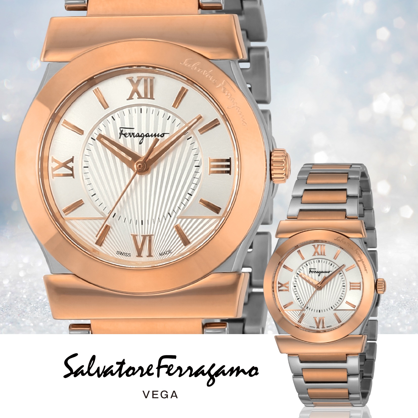 【腕時計】Ferragamo VEGA メンズ レディース ゴールド シルバー クォーツ FI0890016 FIQ030016 時計 ブランド